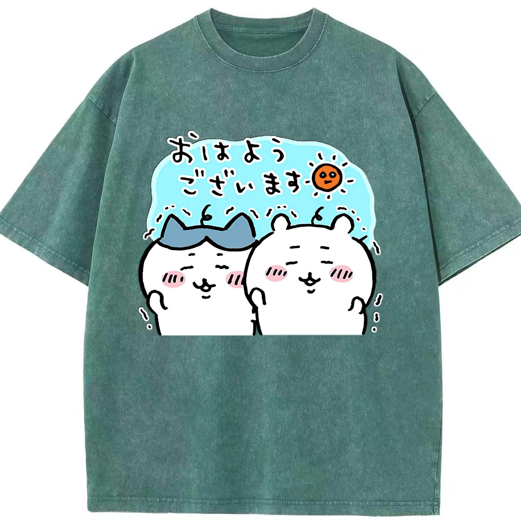 （画像用） ちいかわ ハチワレ Chii-kawa hachiware 綿100% ヴィンテージ風 半袖Tシャツ（フロントプリント）